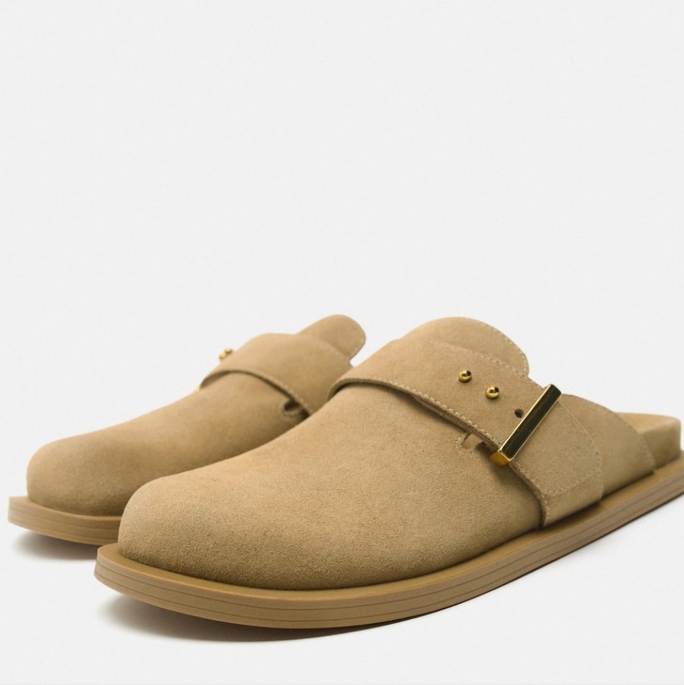 Zara BUCKLED SUEDE CLOGS - Picture 3 of 8